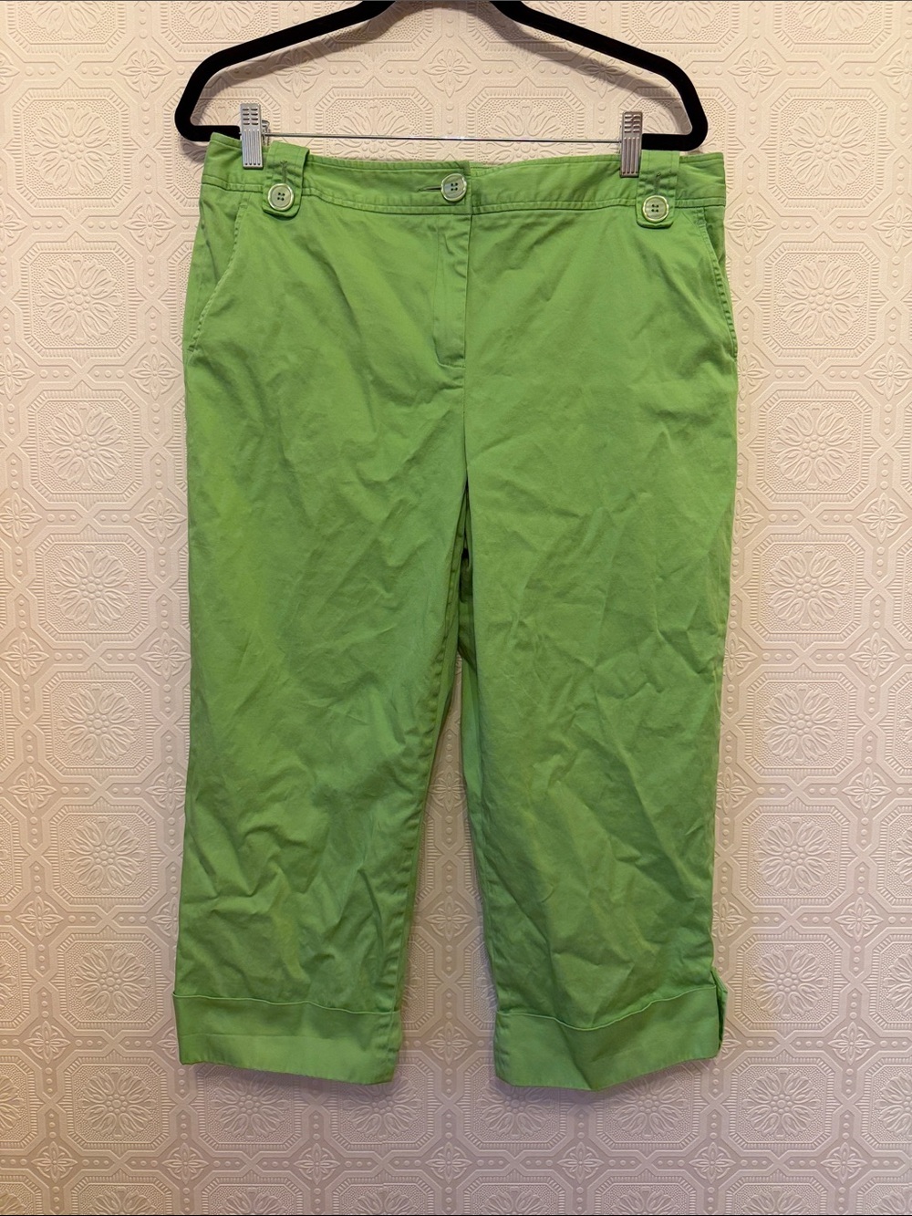 Versailles Bright Lime Green Crop Pants Size 14